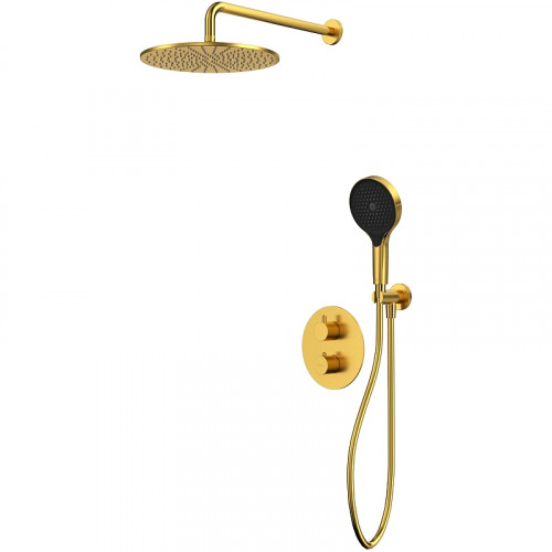 Душевая система Whitecross Y brushed gold YSET08TOPGLB с термостатом Брашированное золото латунь встраиваемый
