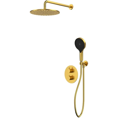 Душевая система Whitecross Y brushed gold YSET08TOPGLB с термостатом Брашированное золото латунь встраиваемый