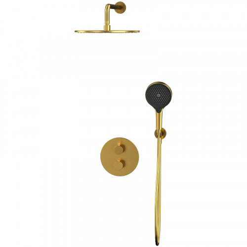 Душевая система Whitecross Y brushed gold YSET08TOPGLB с термостатом Брашированное золото латунь встраиваемый