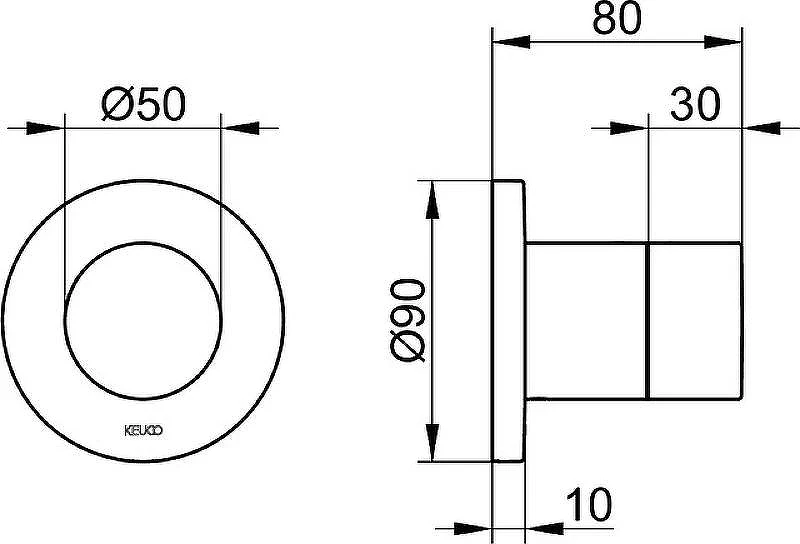Запорный вентиль Keuco Ixmo 59541 010001 Хром