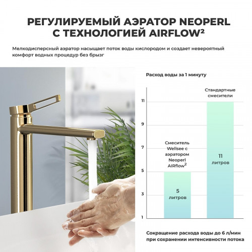 Смеситель для раковины Wellsee ONCE! and forever 182408000 цвет Золото