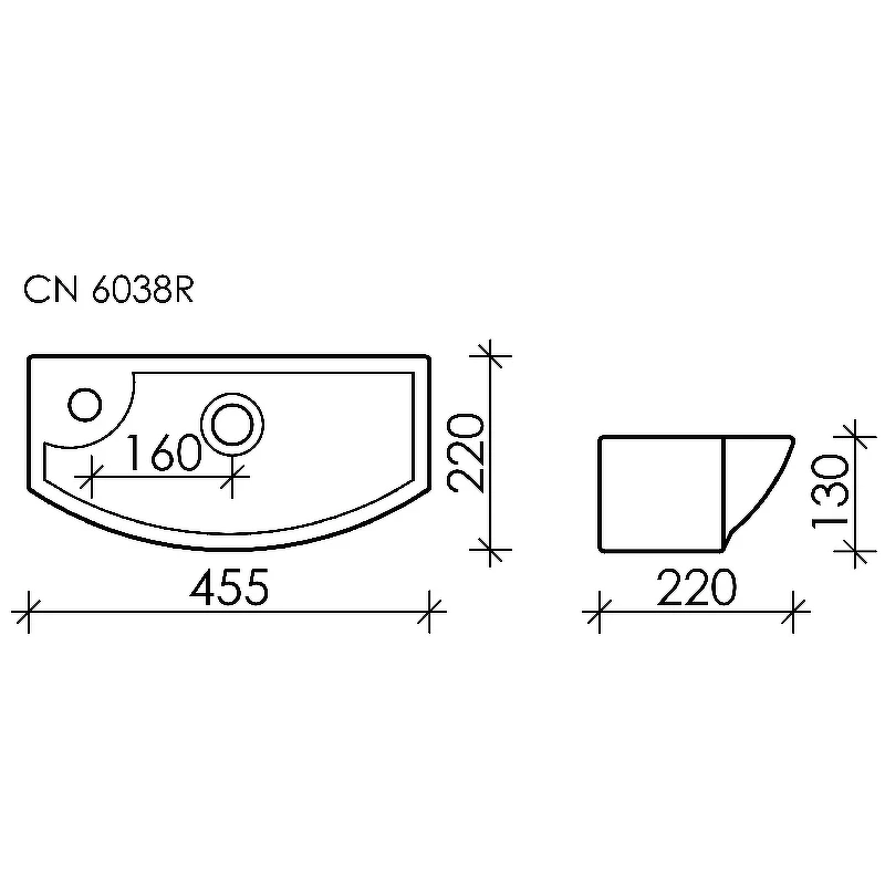 Раковина Ceramicanova Element 45 R CN6038R Белая фарфор подвесная