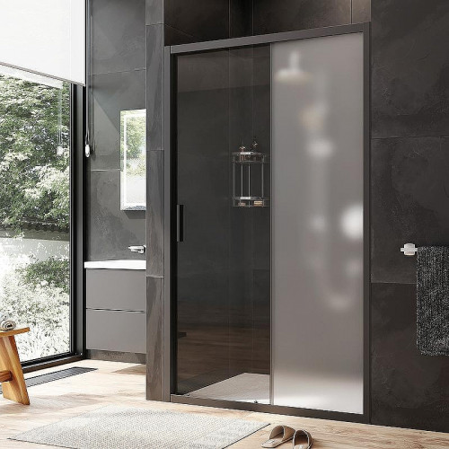 Душевая дверь AM.PM Gem 120 W90G-120-1-195BM профиль Черный матовый стекло матовое-прозрачное
