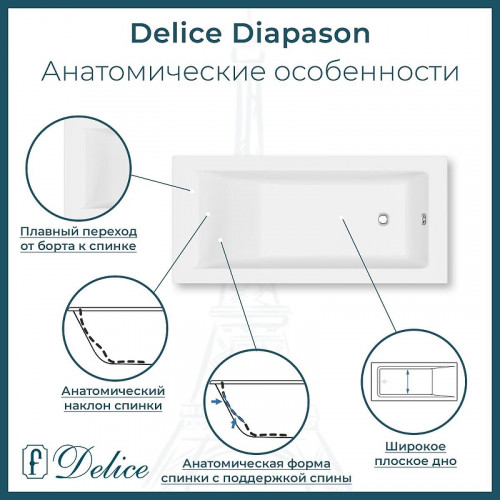 Ванна из искусственного камня Delice Diapason 160х70 DLR330004RB-G цвет Белый