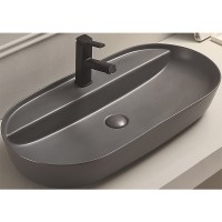 Раковина-чаша CeramaLux 80 78325MDH Серая матовая фаянс накладная