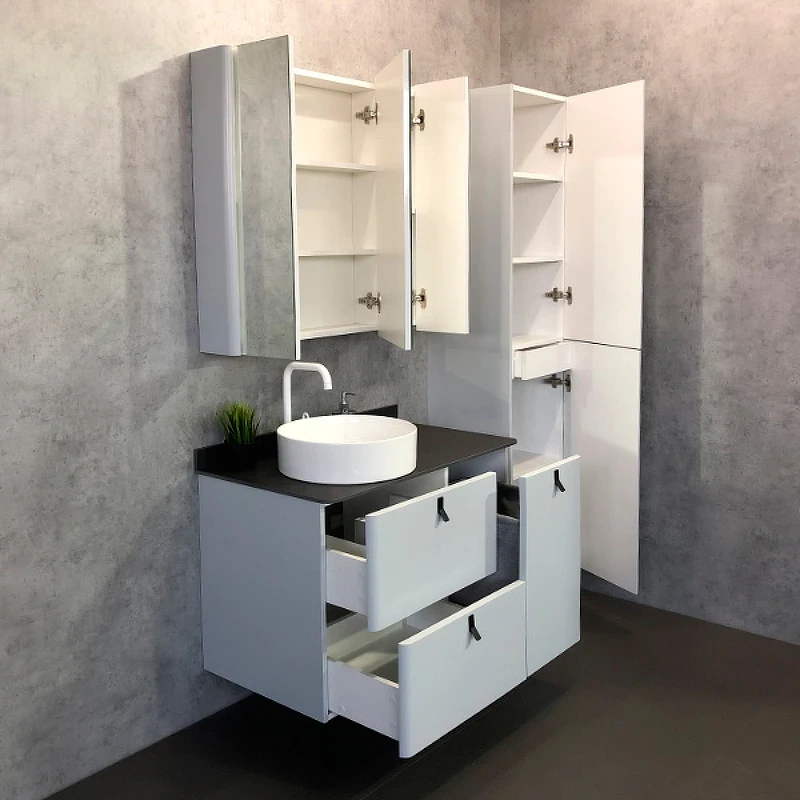 Тумба с раковиной Comforty Сорренто 90Н 00-00013520 Светло-серая МДФ / ЛДСП