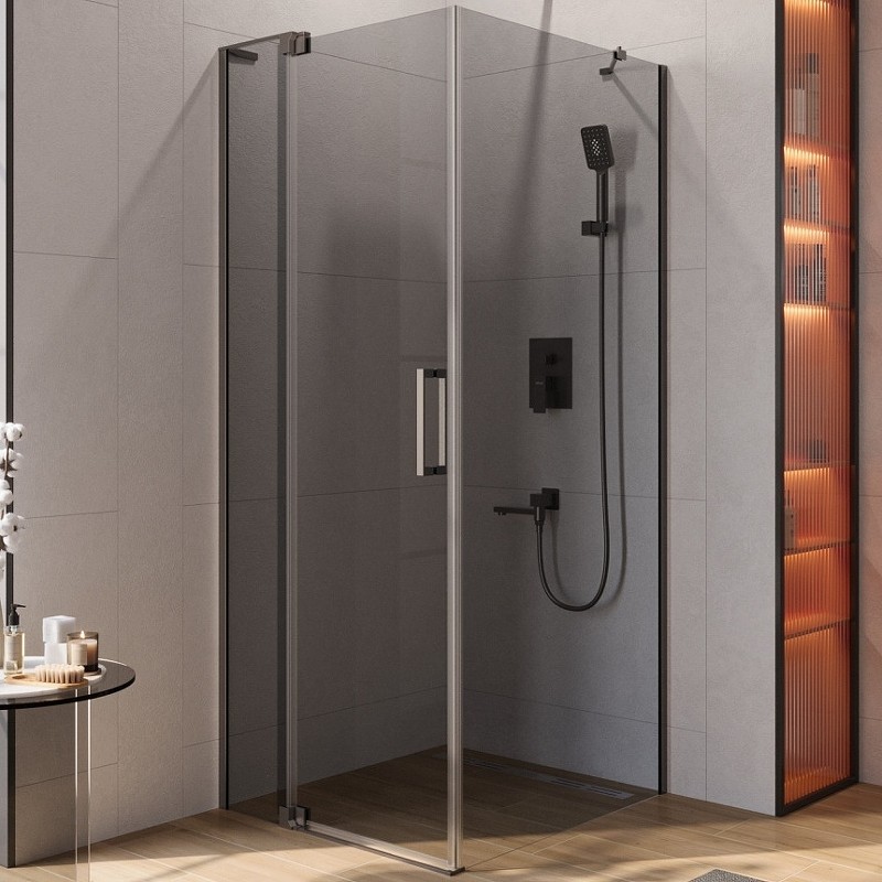 Душевой уголок Cezares Slider 90x80 SLIDER-AH-1-80-80/90-GRIGIO-GM профиль Оружейная сталь стекло серое