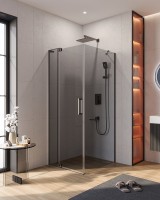 Душевой уголок Cezares Slider 90x80 SLIDER-AH-1-80-80/90-GRIGIO-GM профиль Оружейная сталь стекло серое