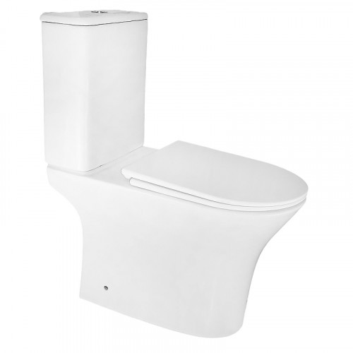 Унитаз компакт Azario Fretta Round AZ-7121A цвет Белый с бачком и сиденьем Микролифт