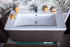 Тумба под раковину Бриклаер Кристалл 100 4627125414565 подвесная Софт Графит Ясень Анкор темный МДФ / ЛДСП