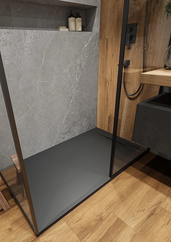Душевой поддон из искусственного камня Starohome Nordic 140х80 19395036 цвет Черный матовый