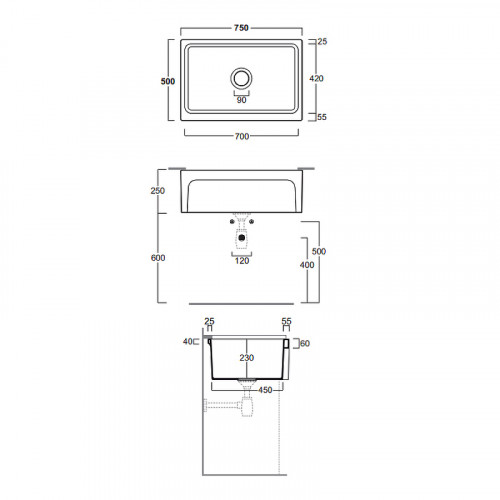 Кухонная мойка Simas Top E Lavabi D Arredo 75 Q500bi Белая керамика встраиваемый
