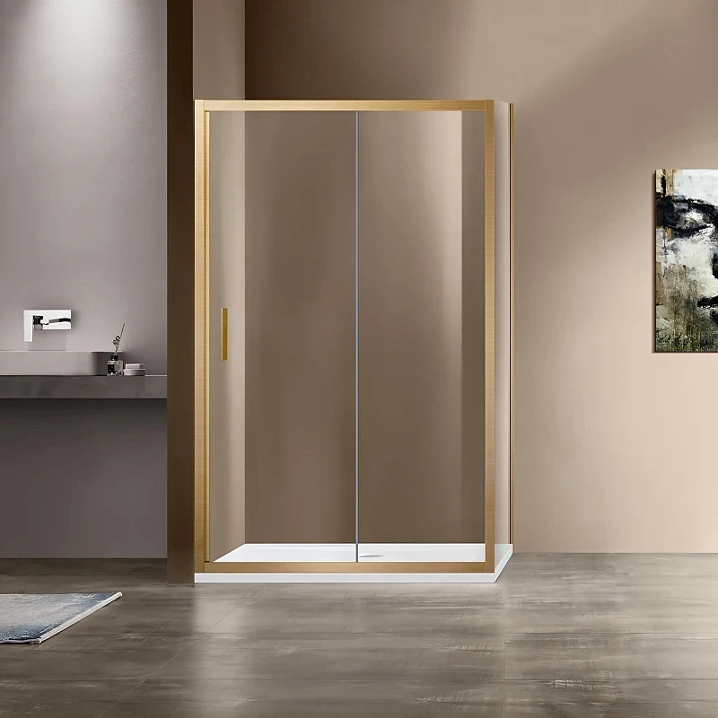 Душевой уголок Vincea Garda 120x80 VSR-1G8012CLG профиль Брашированное золото стекло прозрачное