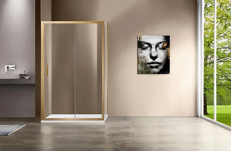 Душевой уголок Vincea Garda 120x80 VSR-1G8012CLG профиль Брашированное золото стекло прозрачное