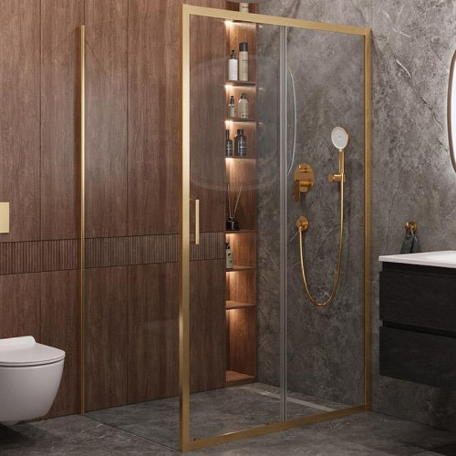 Душевой уголок Cezares Molveno 120x90 MOLVENO-AH-11-120/90-C-BORO-IV профиль Брашированное золото стекло прозрачное