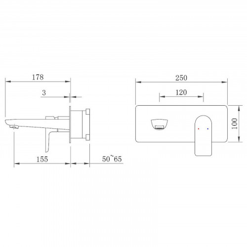 Смеситель для раковины Berges Ventas S 076013 Оружейная сталь латунь встраиваемый