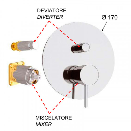 Смеситель для душа Remer X-Style X09KBDO Золото латунь встраиваемый