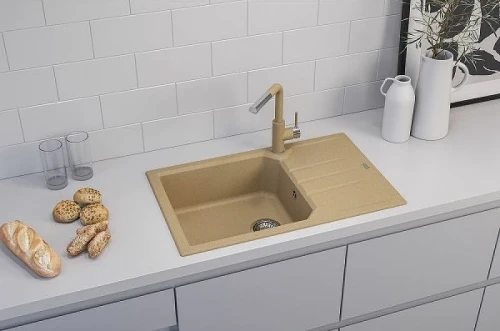 Кухонная мойка Alveus Granital Record 40 G55 Beige 780x480x180 1144465 Бежевая искусственный камень (литьевой мрамор) встраиваемый