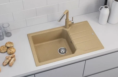 Кухонная мойка Alveus Granital Record 40 G55 Beige 780x480x180 1144465 Бежевая искусственный камень (литьевой мрамор) встраиваемый