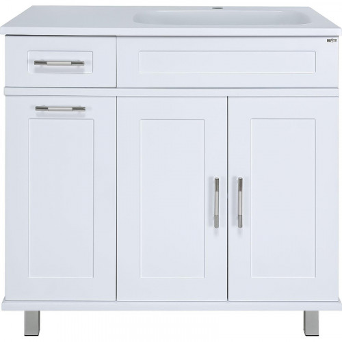 Тумба с раковиной Misty Купер 90 R УТ000011592 с бельевой корзиной Белая