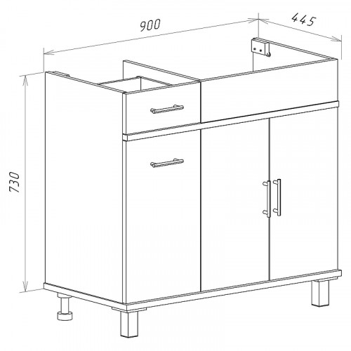 Тумба с раковиной Misty Купер 90 R УТ000011592 с бельевой корзиной Белая