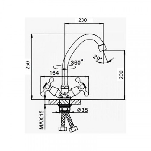 Смеситель для кухни D-Lin D153807-H цвет  Хром
