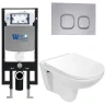 Комплект унитаза с инсталляцией WeltWasser AMBERG 497 + BAARBACH 004 GL-WT + AMBERG RD-CR 10000006592 цвет Белый глянцевый с сиденьем Микролифт и клавишей смыва цвет Хром