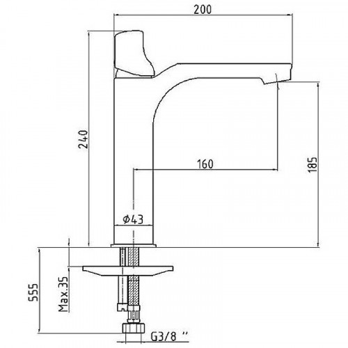 Смеситель для раковины E.C.A. Myra 104508983EX Черный глянец латунь