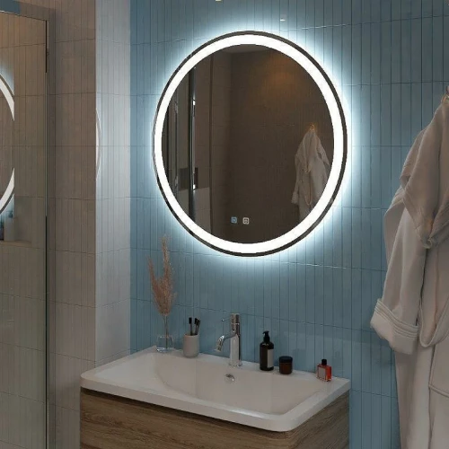 Зеркало BelBagno 80 SPC-RNG-800-LED-TCH-SND с подсветкой с голосовым управлением и подогревом стекло