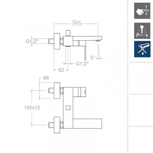 Смеситель для ванны Ramonsoler Kuatro NK 4925S Хром