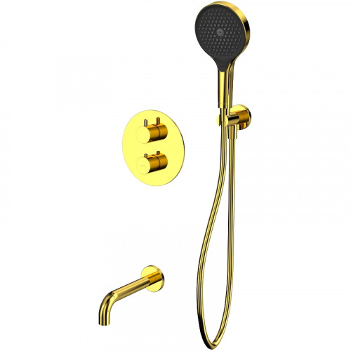 Смеситель для ванны Whitecross Y gold YSET10TOPGL с термостатом Золото латунь встраиваемый