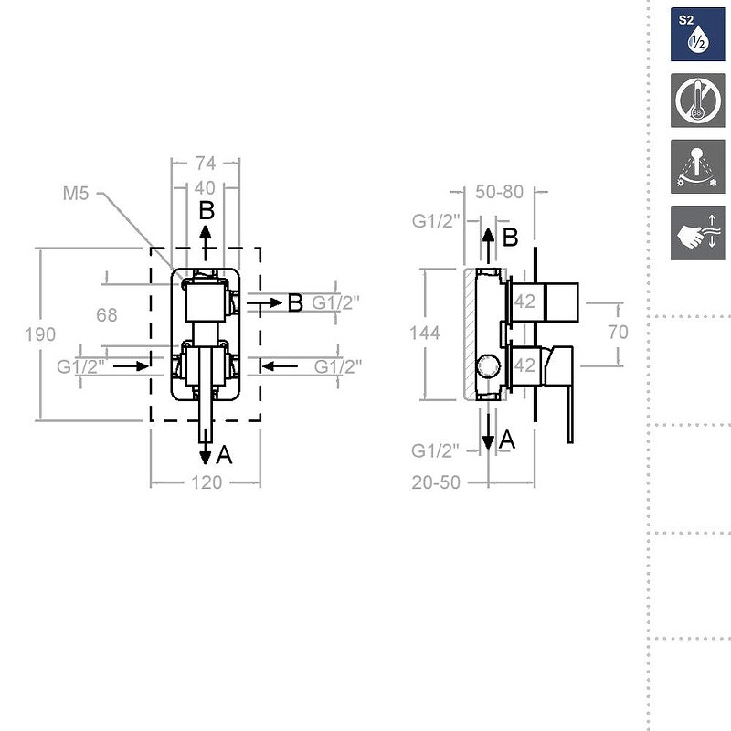 Смеситель для душа Ramonsoler Kuatro NK 491503S Хром
