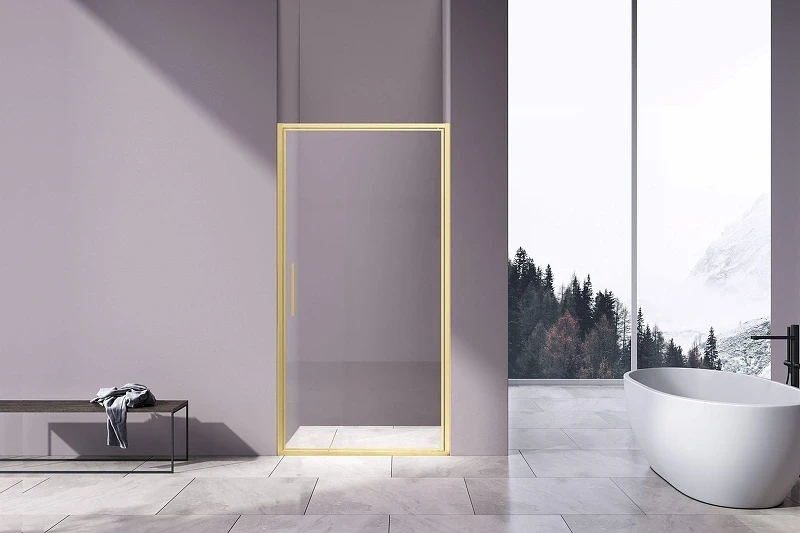 Душевая дверь Vincea Slim 100 VDP-4SL100CLG профиль Брашированное золото стекло прозрачное