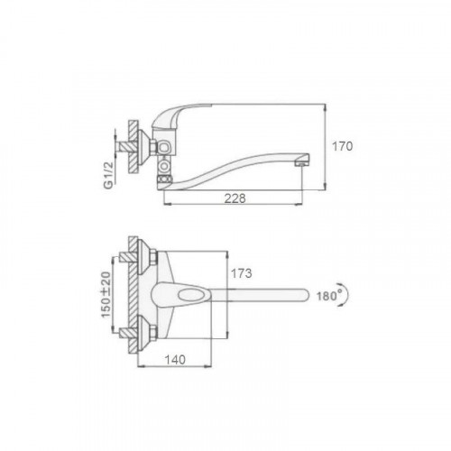 Смеситель для ванны D-Lin D140352 универсальный цвет  Хром
