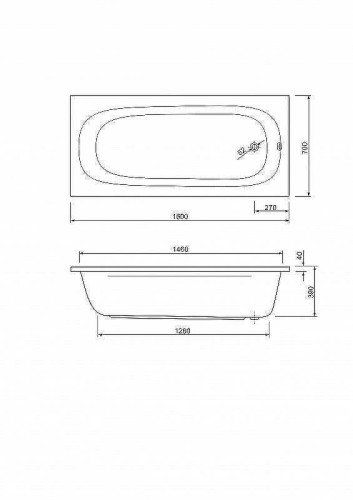 Акриловая ванна Cezares Piave 160x70 PIAVE-160-70-42-W37 без гидромассажа, с ножками LEG-KIT-150