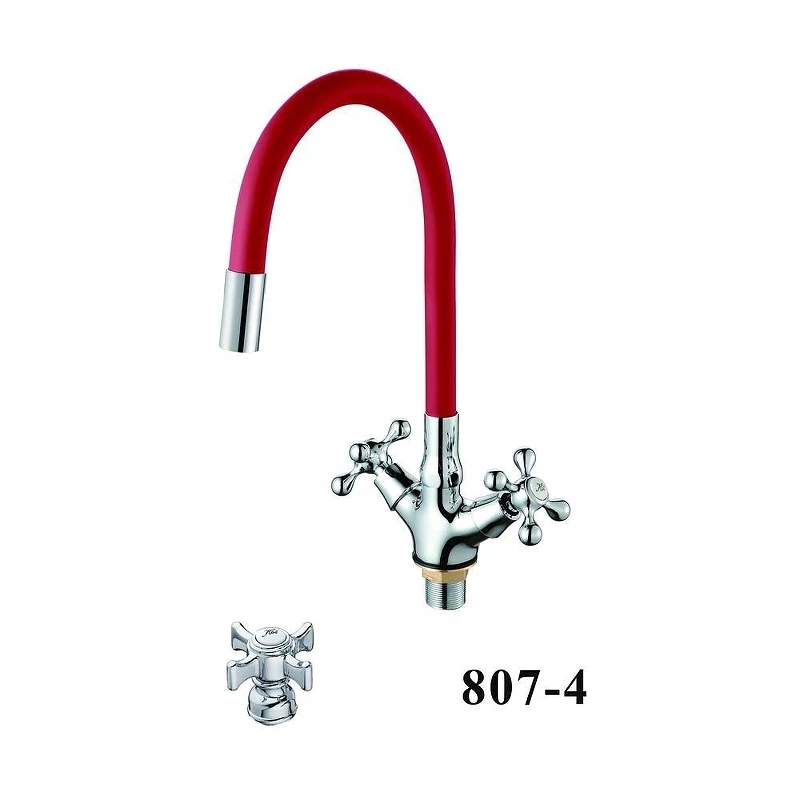 Смеситель для кухни D-Lin D153807-4 цвет Хром Красный
