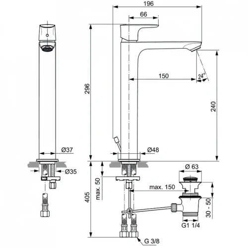Смеситель для раковины Ideal Standard Connect Air A7026AA цвет Хром