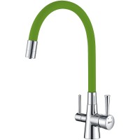 Смеситель для кухни Lemark Comfort LM3075C-Green Хром Зеленый латунь