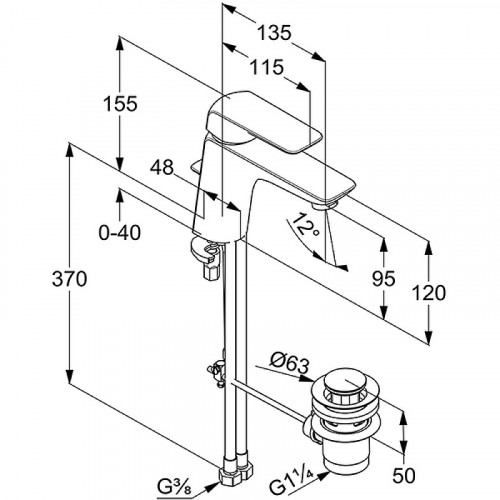 Смеситель для раковины Kludi Ameo XL 410230575 Хром латунь