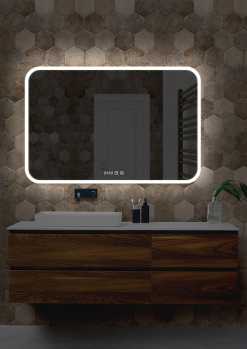 Зеркало Silver Mirrors Стив 120 LED-00002321 с подсветкой с сенсорным выключателем с диммером с подогревом и часами