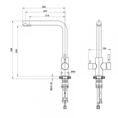 Смеситель для кухни Olive's Balear 13450BLB Черный матовый нержавеющая сталь