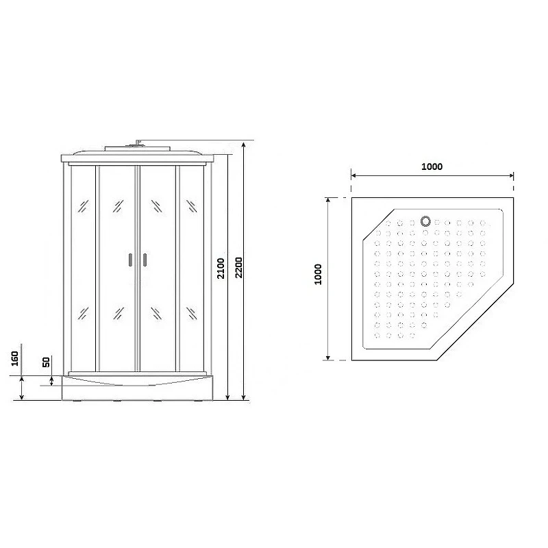 Душевая кабина Niagara Premium 100x100 NG-6902-01GD Black с гидромассажем