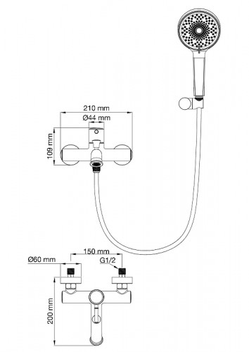 Смеситель для ванны Wonzon &amp; Woghand Tor WW-88037073-MB цвет Черный матовый
