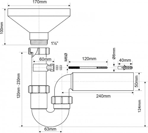 Сифон для раковины McAlpine HC7-FUN цвет Белый