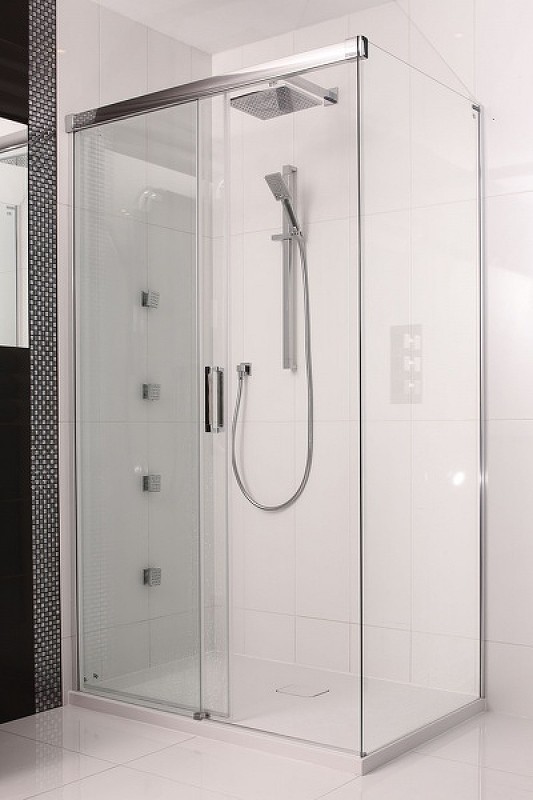 Душевой уголок Omnires Soho 120х80 L/R CLP12X + CLR80X профиль Хром стекло прозрачное