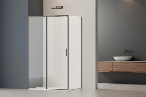 Душевой уголок Vincea Софт 2 (Soft 2) 100х90 VSR-3SO29010CLGM профиль Вороненая сталь стекло прозрачное