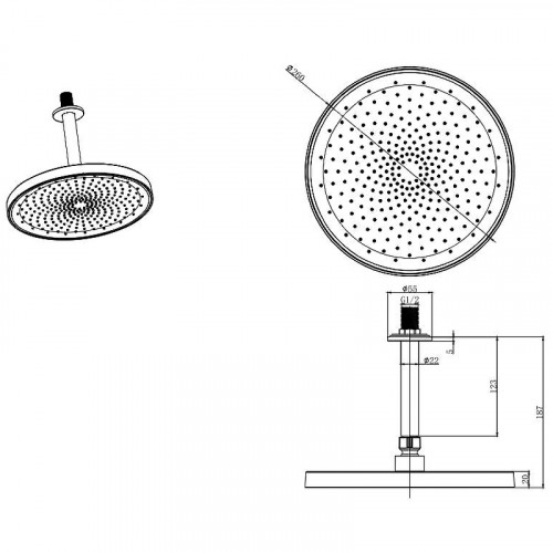 Верхний душ Aquatek AQ2070CR Хром пластик на потолок