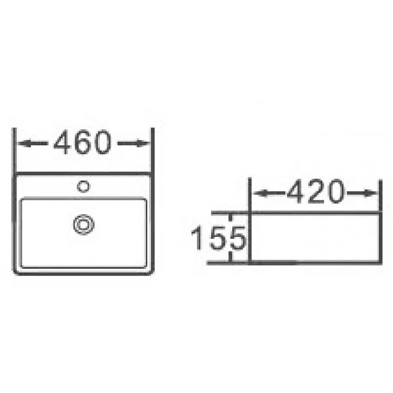 Раковина Esbano Circon 46 ESRNCIRC46W Белая фаянс накладная