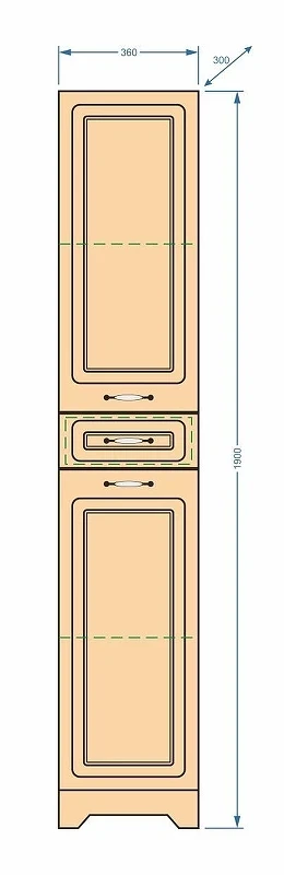 Шкаф пенал Stella Polar Кармела 36 SP-00000193 Карпатская ель