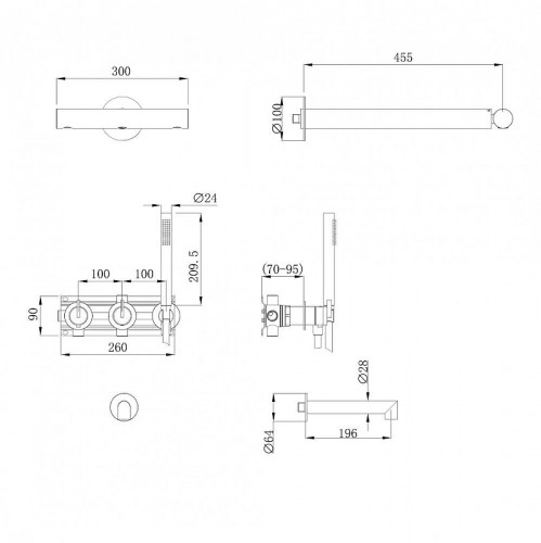Душевая система Abber Perfekte 316 AF8A50BST с термостатом цвет Сталь брашированная